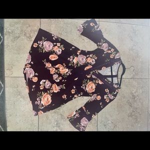Maroon floral romper